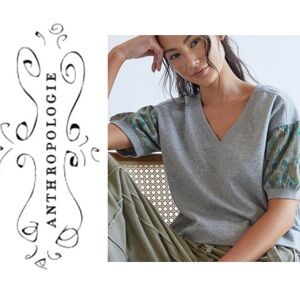 NWOT Anthropologie Daily Practice Moss puff sleeve top